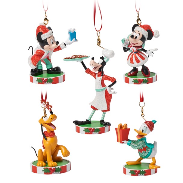 Santa Mickey Mouse and Friends Sketchbook Ornament Set