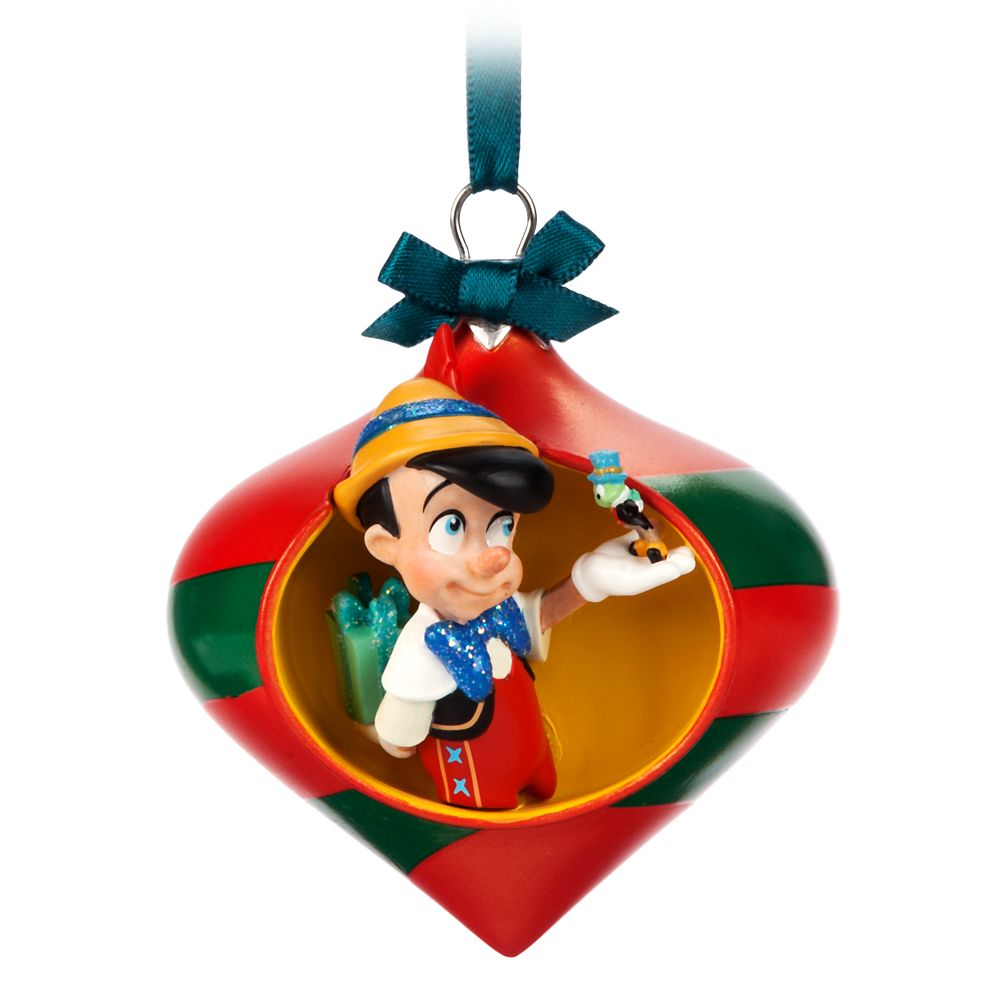 Pinocchio and Jiminy Cricket Droplet Sketchbook Ornament available online