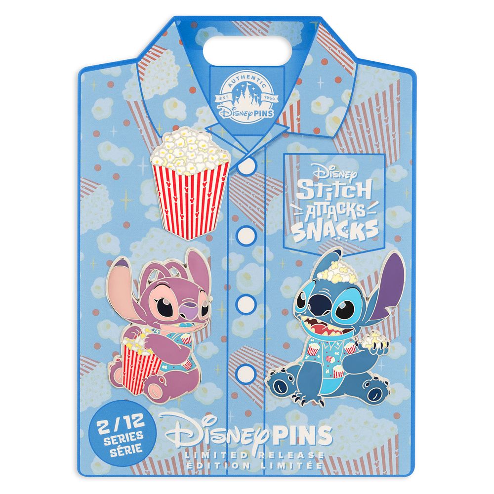 Stitch Attacks Snacks Pin Set – Popcorn – February – Limited Release