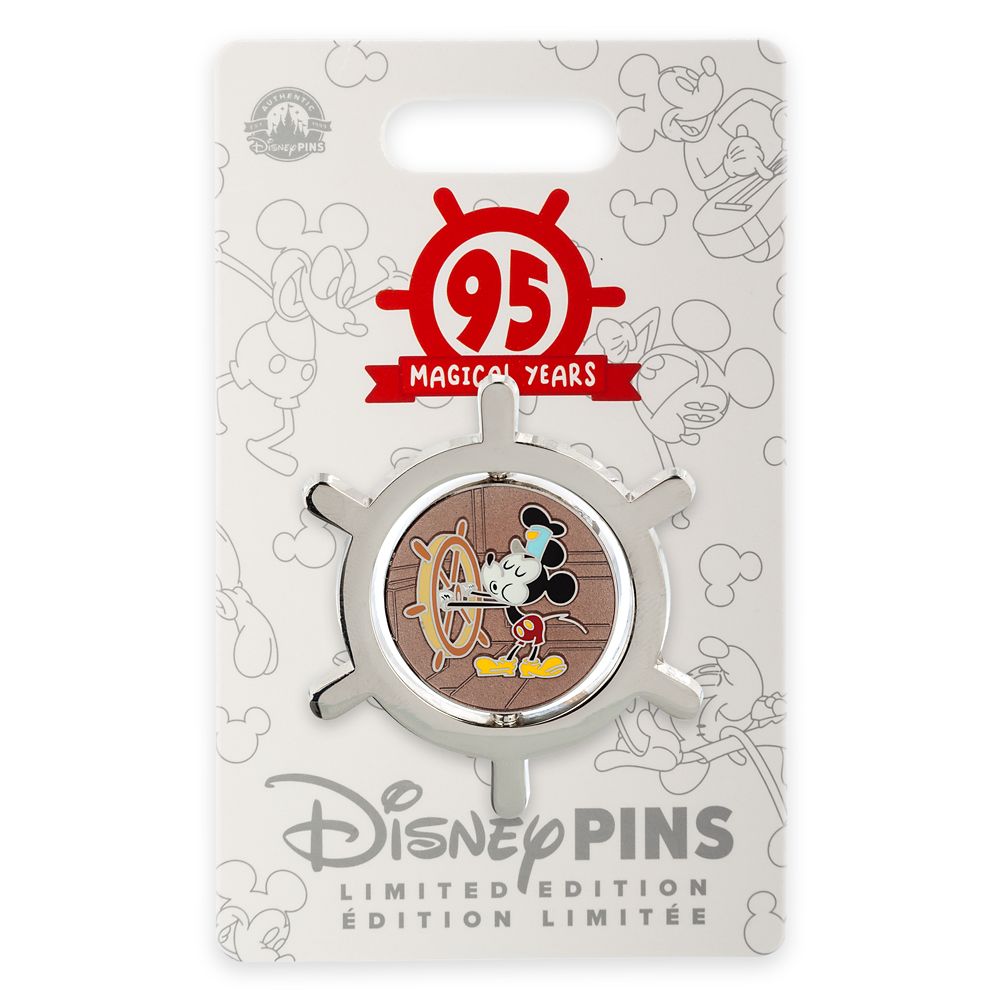 Mickey Mouse 95th Anniversary Spinner Pin – Steamboat Willie – Limited Edition