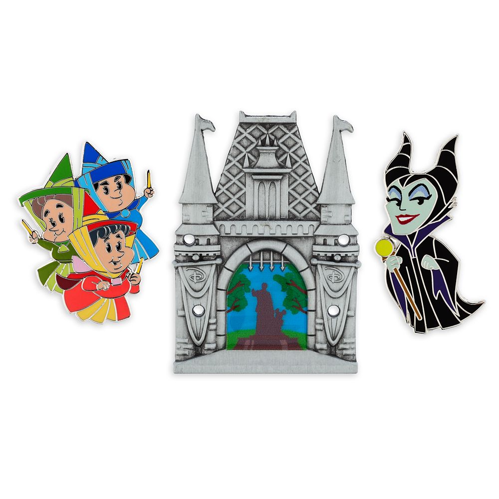 Maleficent and Three Good Fairies Build-a-Pin Starter Set with Fantasyland Castle Base Pin &ndash; Sleeping Beauty