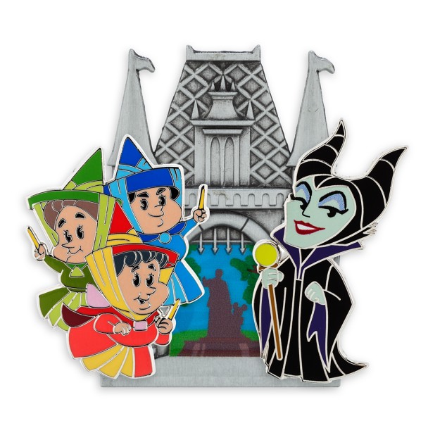 Maleficent and Three Good Fairies Build-a-Pin Starter Set with Fantasyland Castle Base Pin – Sleeping Beauty