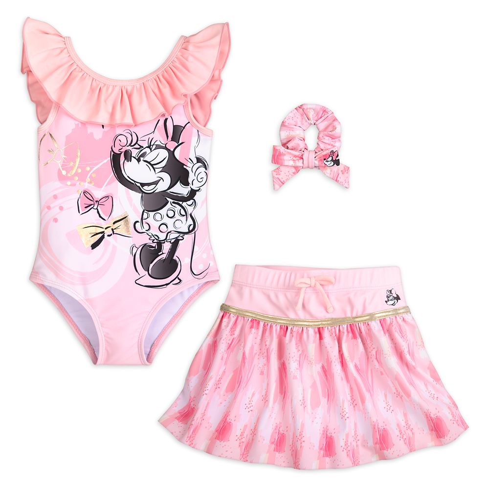 Minnie Mouse Deluxe Three-Piece Swimsuit for Girls has hit the shelves