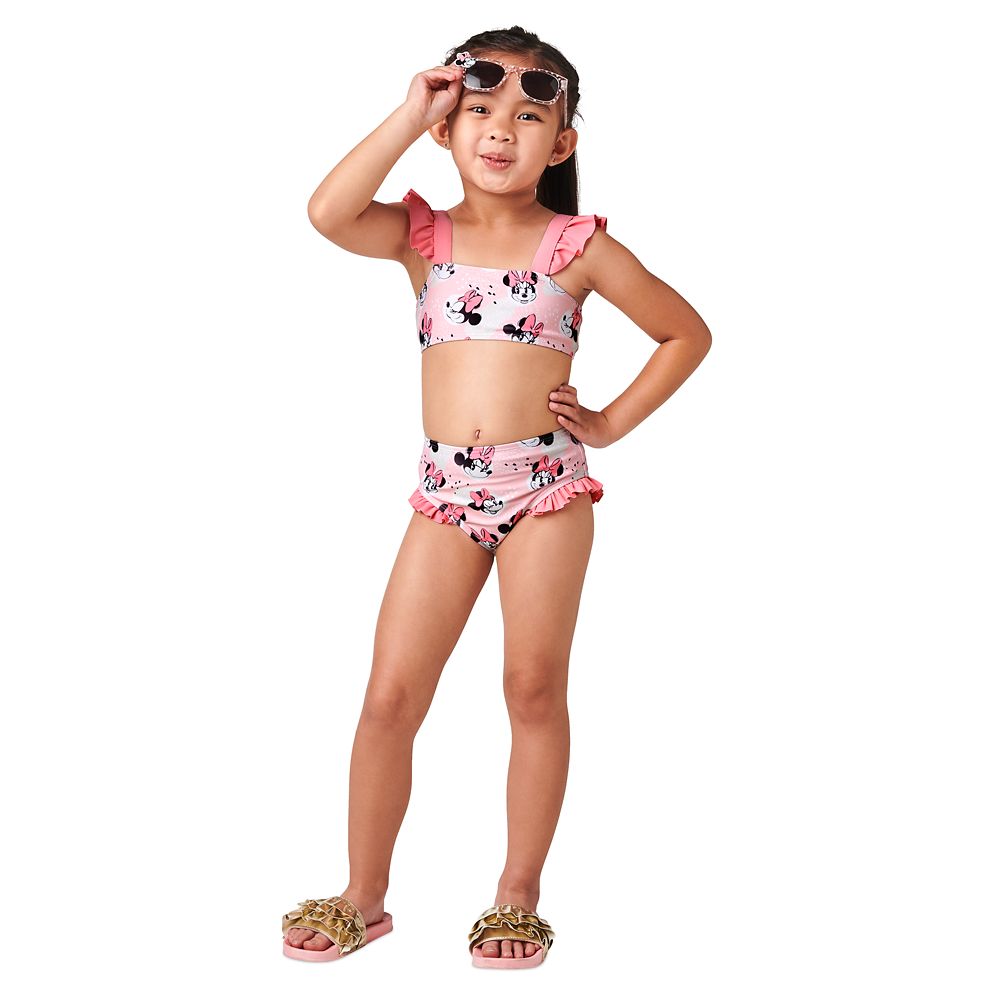 Minnie Mouse Pink Swimsuit and Hair Scrunchie Set for Girls