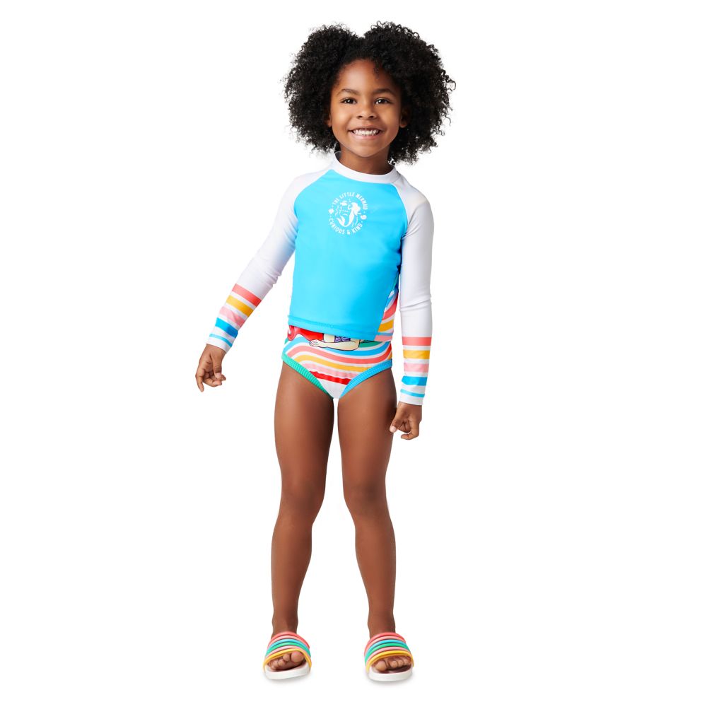 The Little Mermaid Swimsuit and Rash Guard Set for Girls