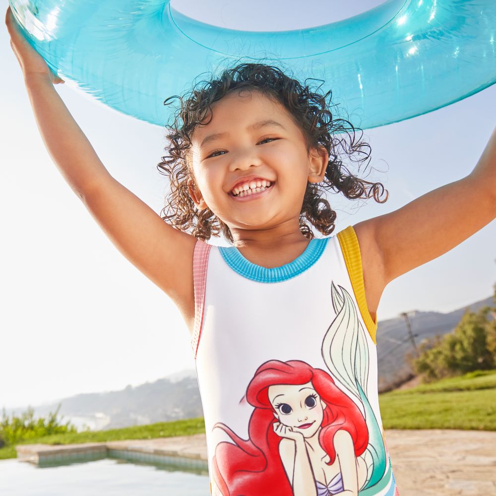 The Little Mermaid Swimsuit and Rash Guard Set for Girls