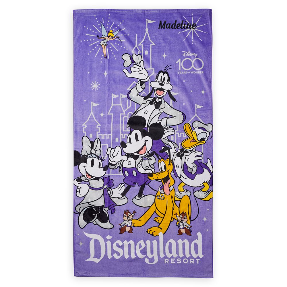Mickey Mouse and Friends Disney100 Beach Towel – Disneyland – Personalized here now