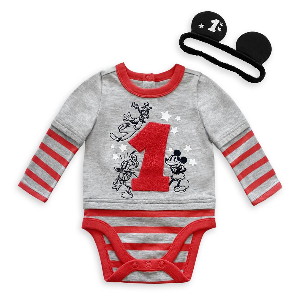 Mickey Mouse and Friends 1st Birthday Bodysuit and Headband Set for Baby