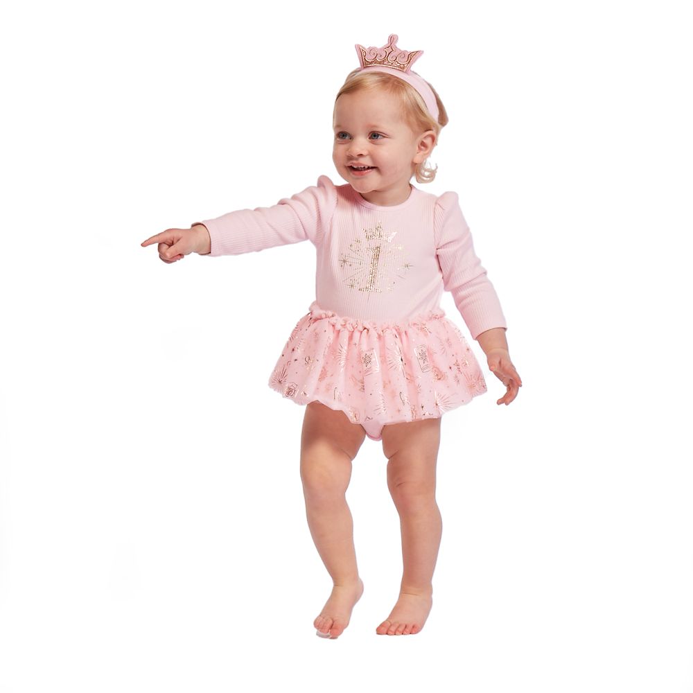 Disney Princess 1st Birthday Bodysuit and Headband Set for Baby