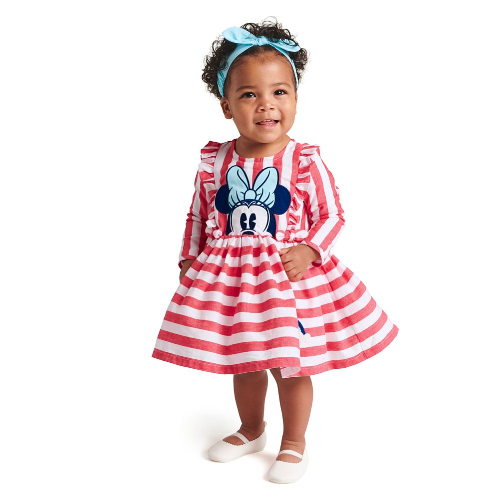 Minnie Mouse Striped Dress and Headband Set for Baby