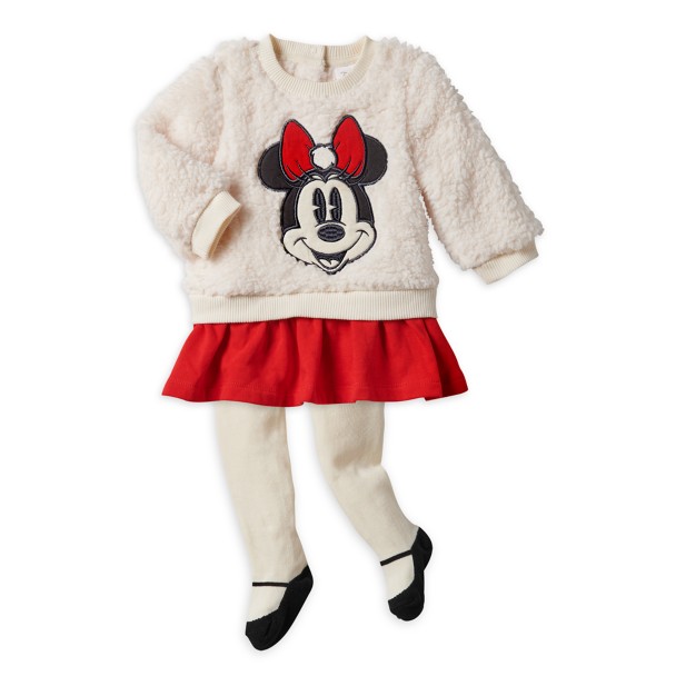 Minnie Mouse Holiday Layered-Look Dress and Tights Set