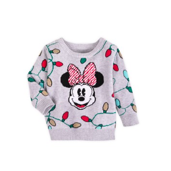 Disney Store Minnie Mouse Holiday Sweater for Girls Red Christmas Top Shirt NEW 
