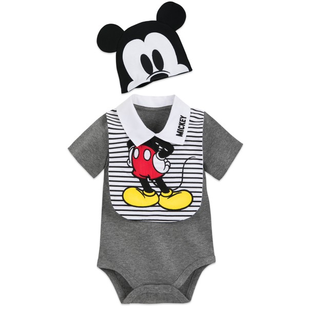 Mickey Mouse Bodysuit, Bib, and Beanie Set for Baby