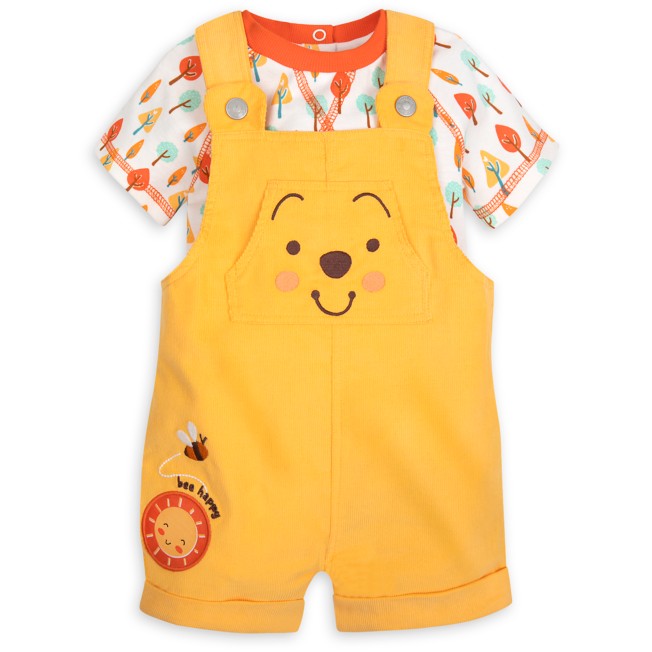 Official Disney Winnie The Pooh Baby Boy Dungarees Romper Pinstripe T Shirt BNWT 