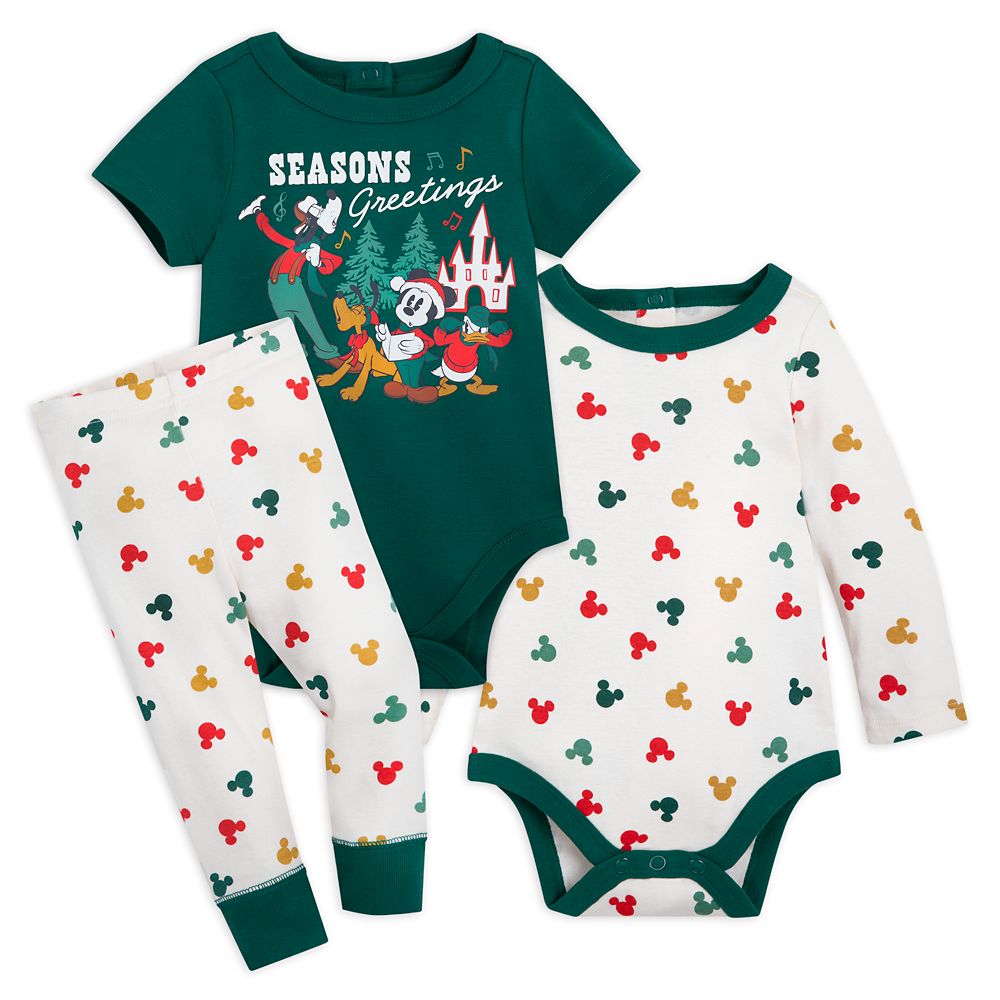 Vintage Mickey Christmas Three-Piece Sleepwear Set for Baby