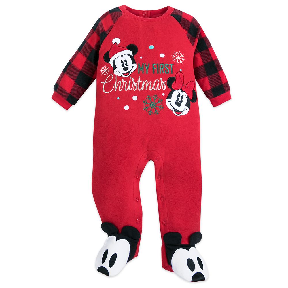 Mickey and Minnie Mouse Holiday Blanket Sleeper for Baby