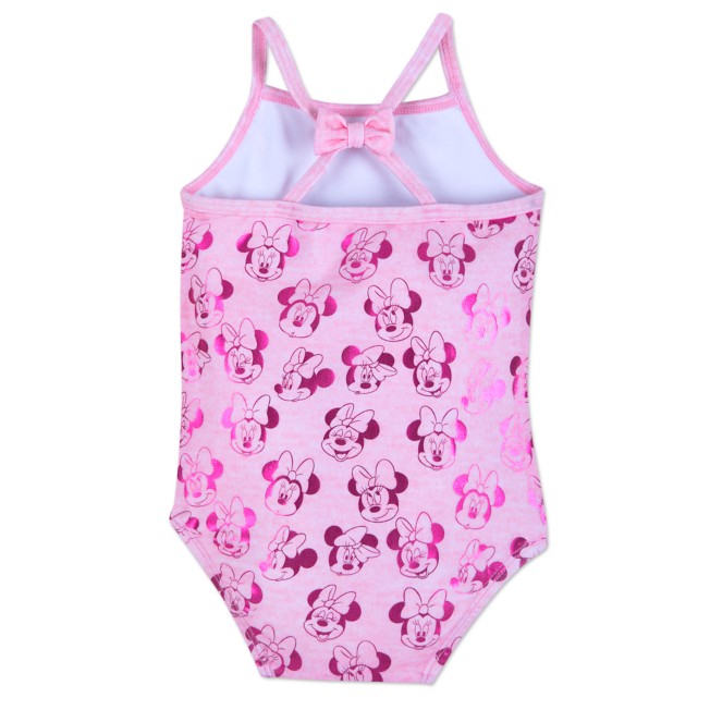 DISNEY STORE MINNIE MOUSE SWIMSUIT FOR BABY COLORFUL RUFFLES 3-D EARS & BOW 