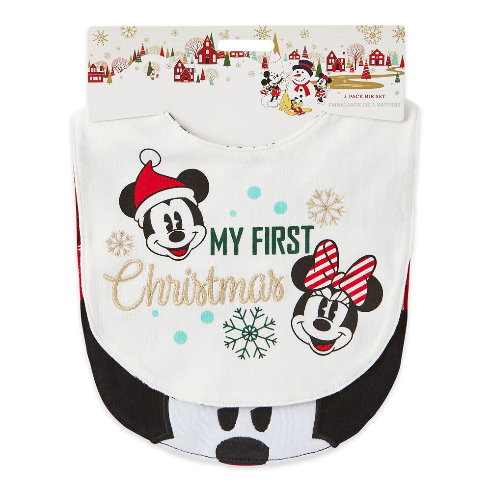 Mickey and Minnie Mouse Holiday Bib Set for Baby