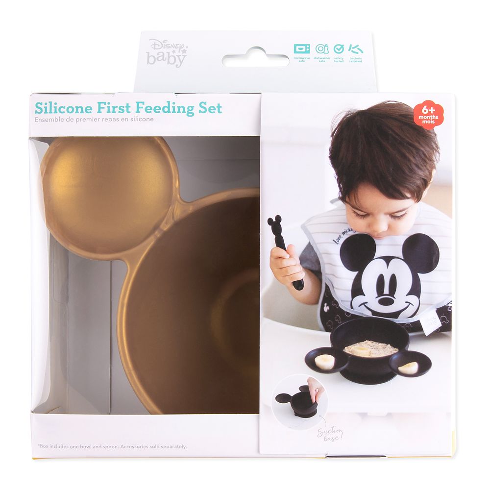 Mickey Mouse First Feeding Set by Bumkins – Gold