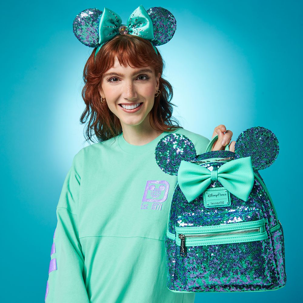 Minnie Mouse Sequin Loungefly Mini Backpack – Blue and Purple