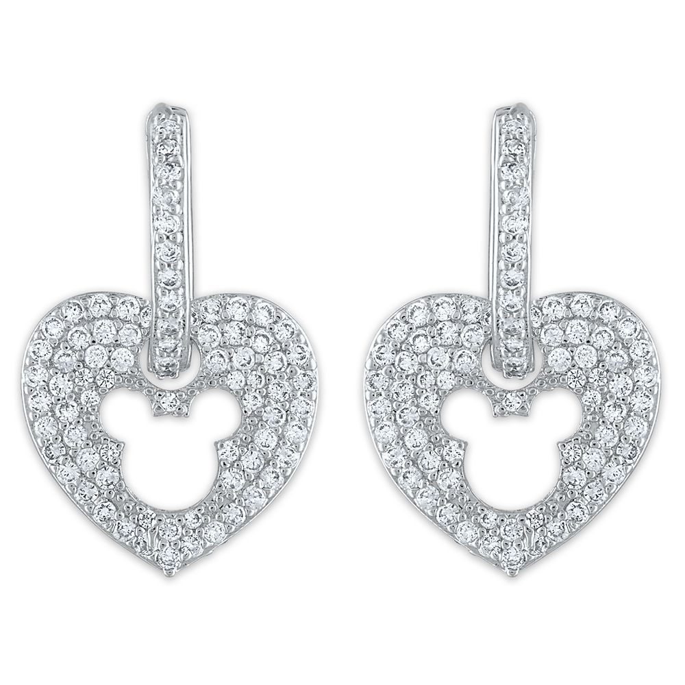 Mickey Mouse Icon Cubic Zirconia Heart Earrings is now available online