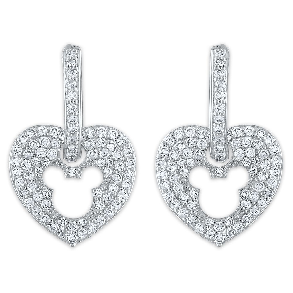 Mickey Mouse Icon Cubic Zirconia Heart Earrings