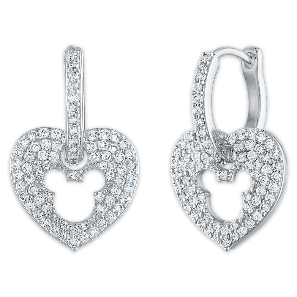 Mickey Mouse Icon Cubic Zirconia Heart Earrings