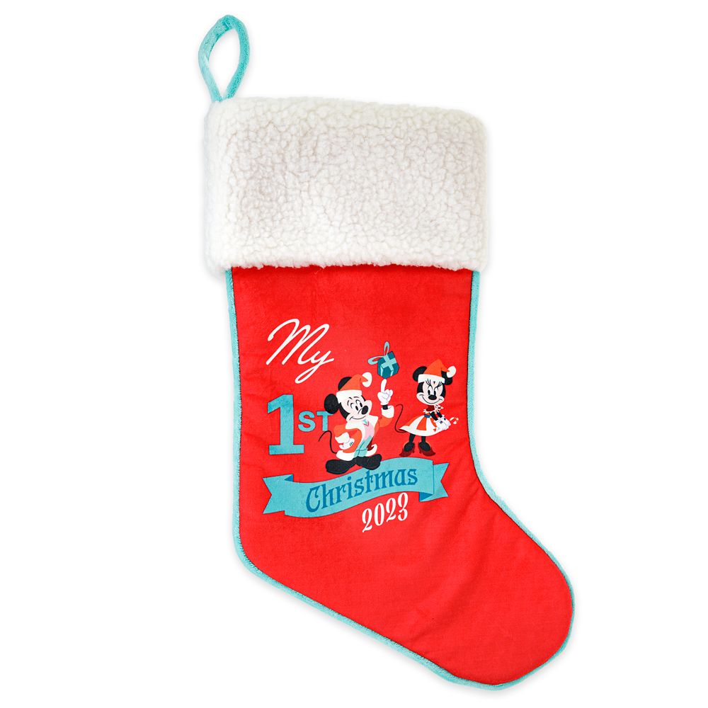 Santa Mickey Mouse and Minnie Mouse ”My 1st Christmas 2023” Stocking now available