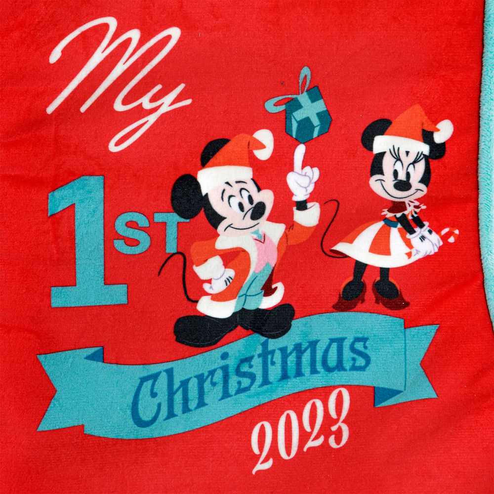 Santa Mickey Mouse and Minnie Mouse ''My 1st Christmas 2023'' Stocking