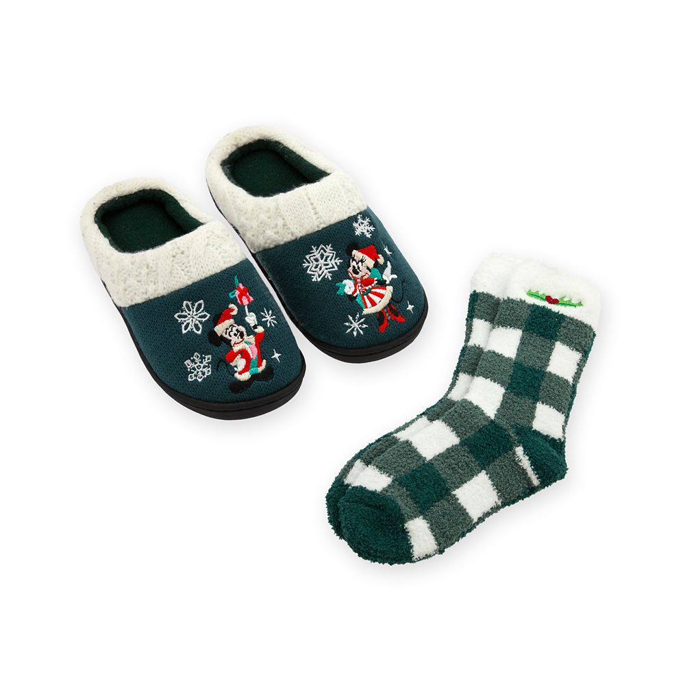 Mickey and Minnie Mouse Holiday Family Matching Slippers and Socks Set for Kids now available online