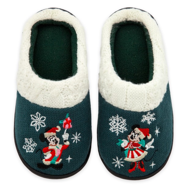 Mickey and Minnie Mouse Holiday Family Matching Slippers and Socks Set for Kids