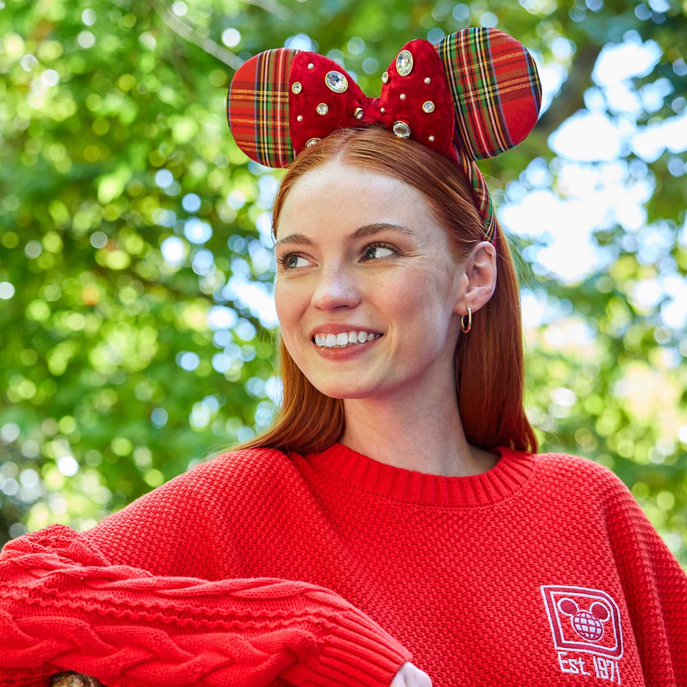 Minnie Mouse Ear Headband for Adults – Red Plaid