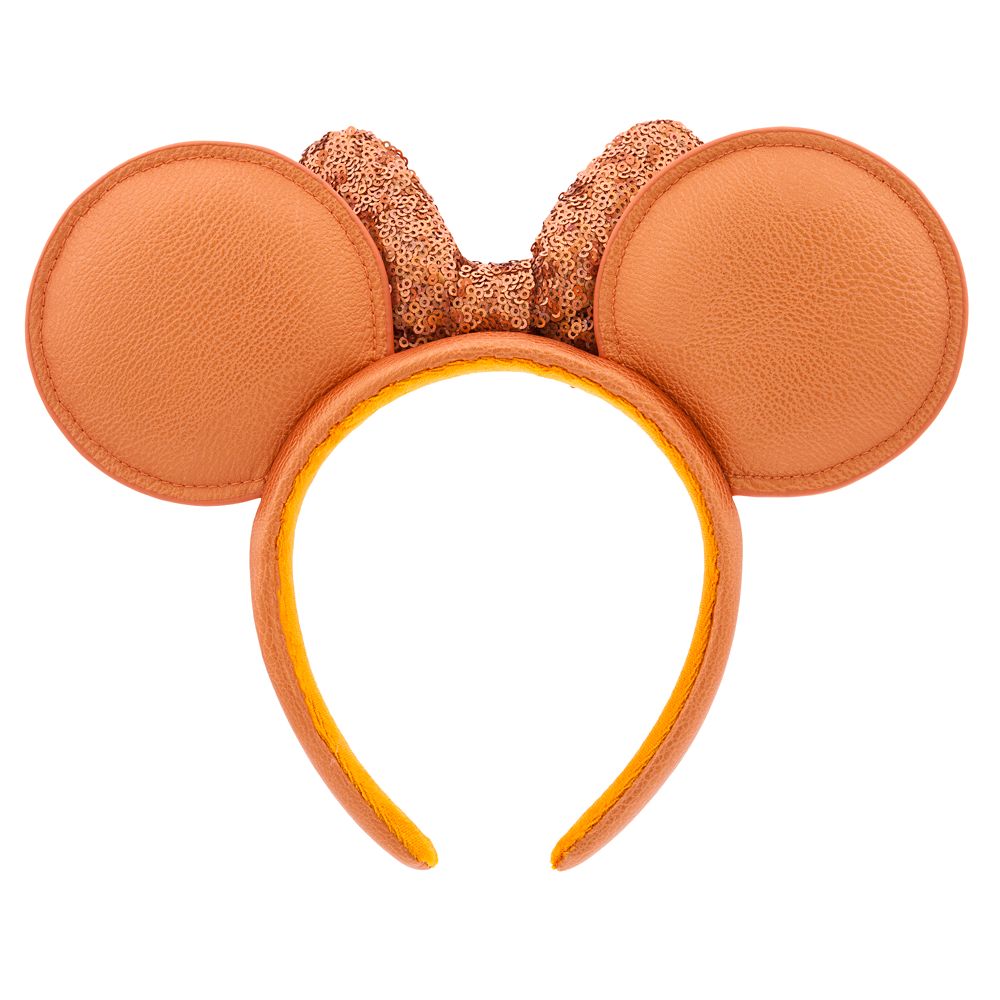 Minnie Mouse Ear Headband with Sequined Bow for Adults – Peach Punch