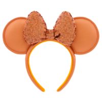 Minnie Mouse Ear Headband with Sequined Bow for Adults  Peach Punch Official shopDisney
