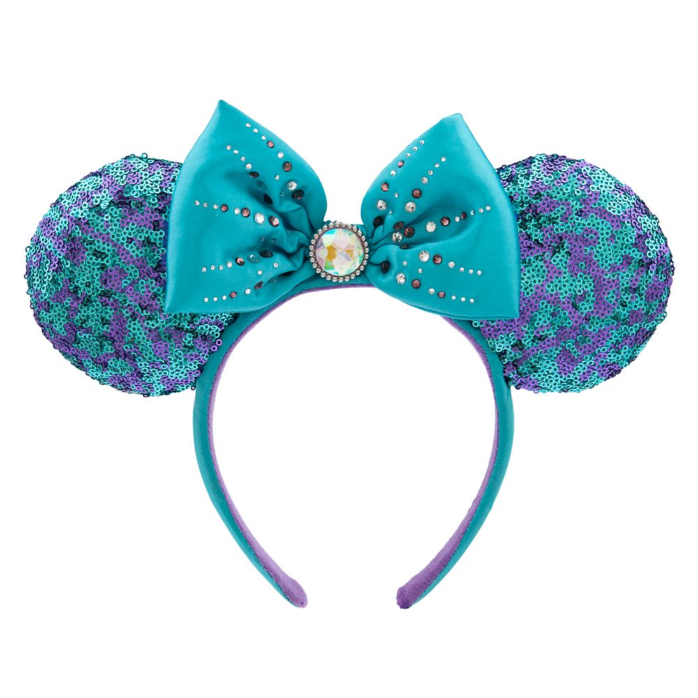 Minnie Mouse Sequined Ear Headband with Bow for Adults  Blue and Purple Official shopDisney