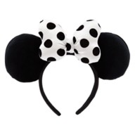 Minnie Mouse Ear Headband with Satin Bow for Adults – Black and White