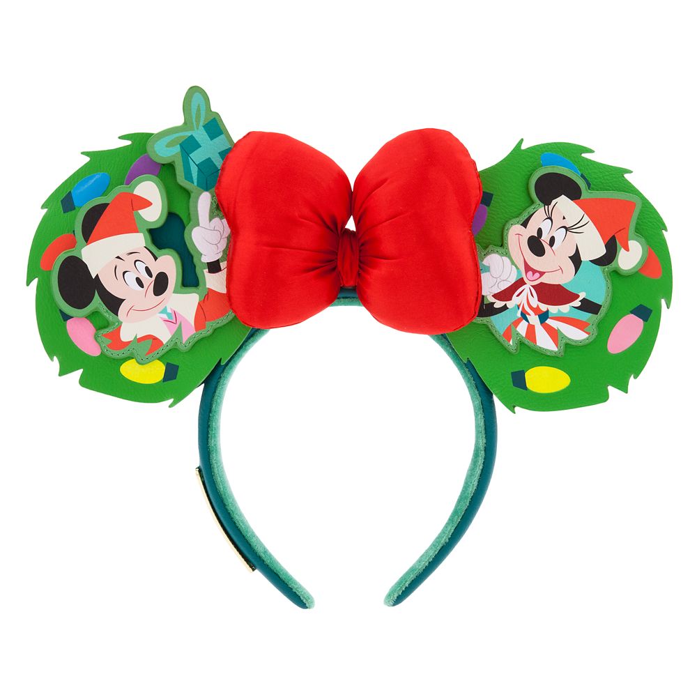 Mickey and Minnie Mouse Loungefly Glow-in-the-Dark Holiday Ear Headband for Adults Official shopDisney