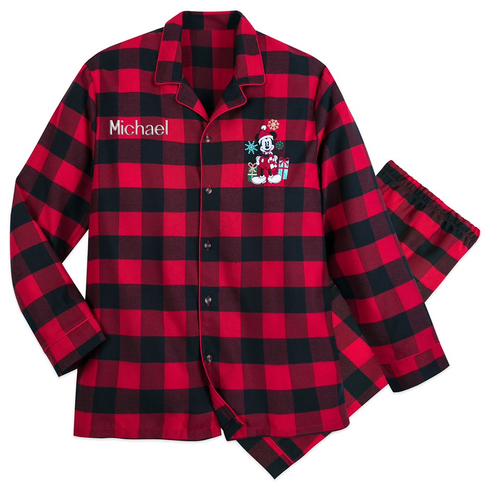 Mickey Mouse Holiday Plaid PJ Set for Men – Personalized