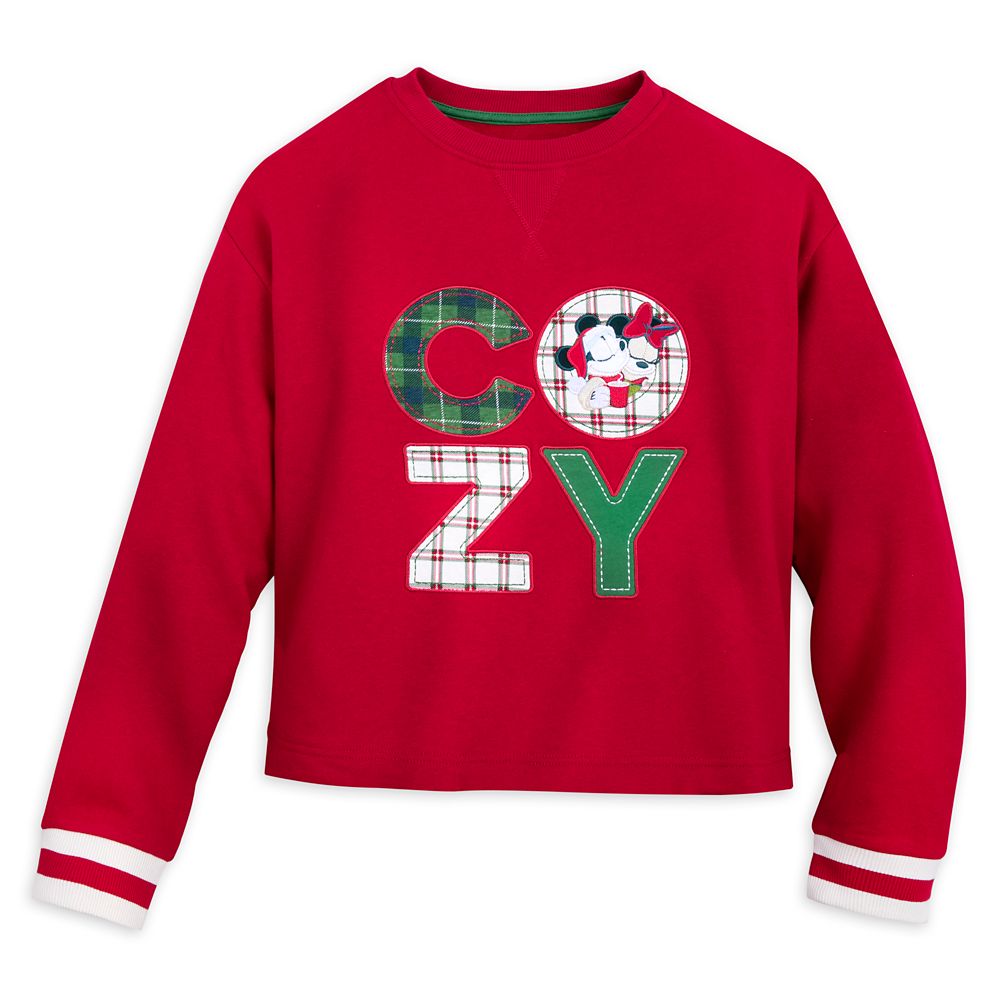 Mickey and Minnie Mouse Holiday Pullover Sweatshirt for Women