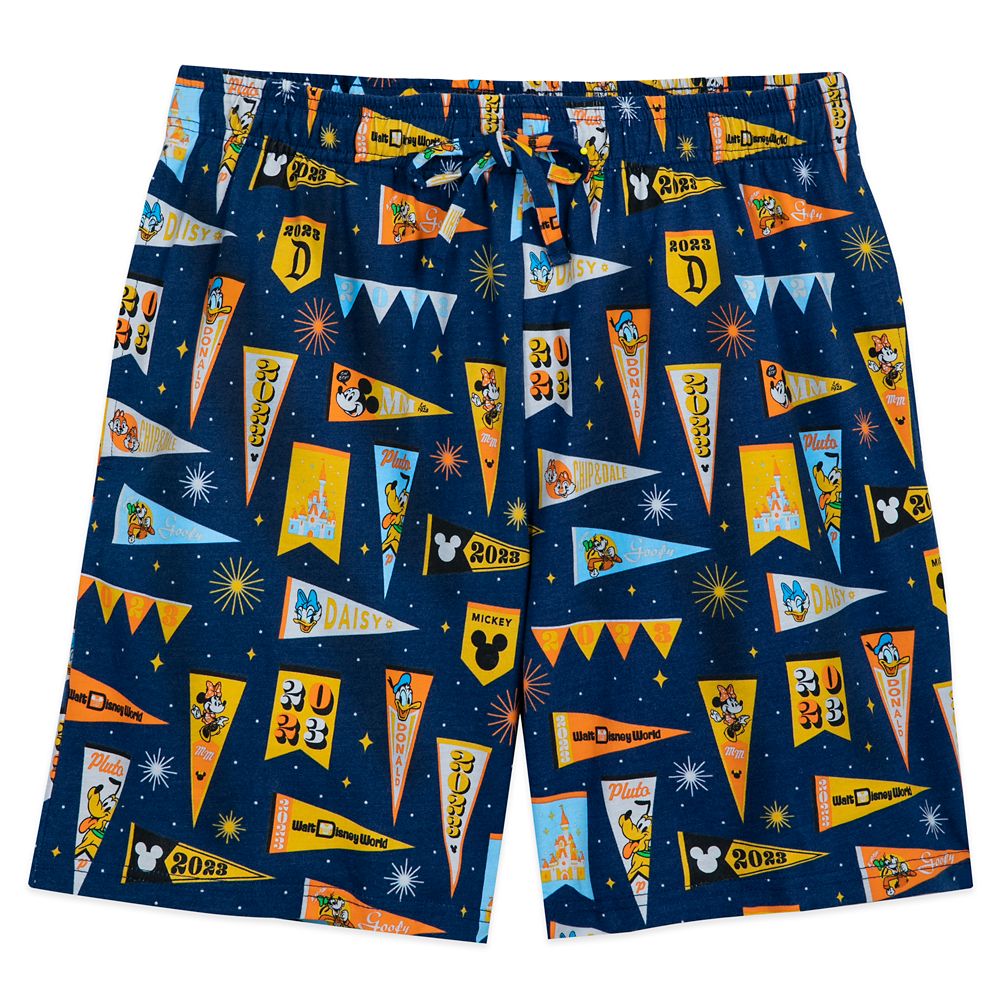 Mickey Mouse and Friends Pennant Flag Sleep Shorts for Adults