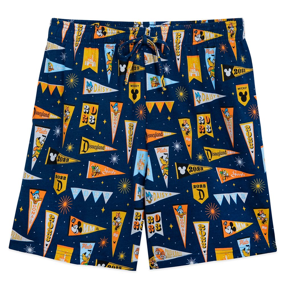 Mickey Mouse and Friends Pennant Flag Sleep Shorts for Adults – Disneyland 2023 available online for purchase