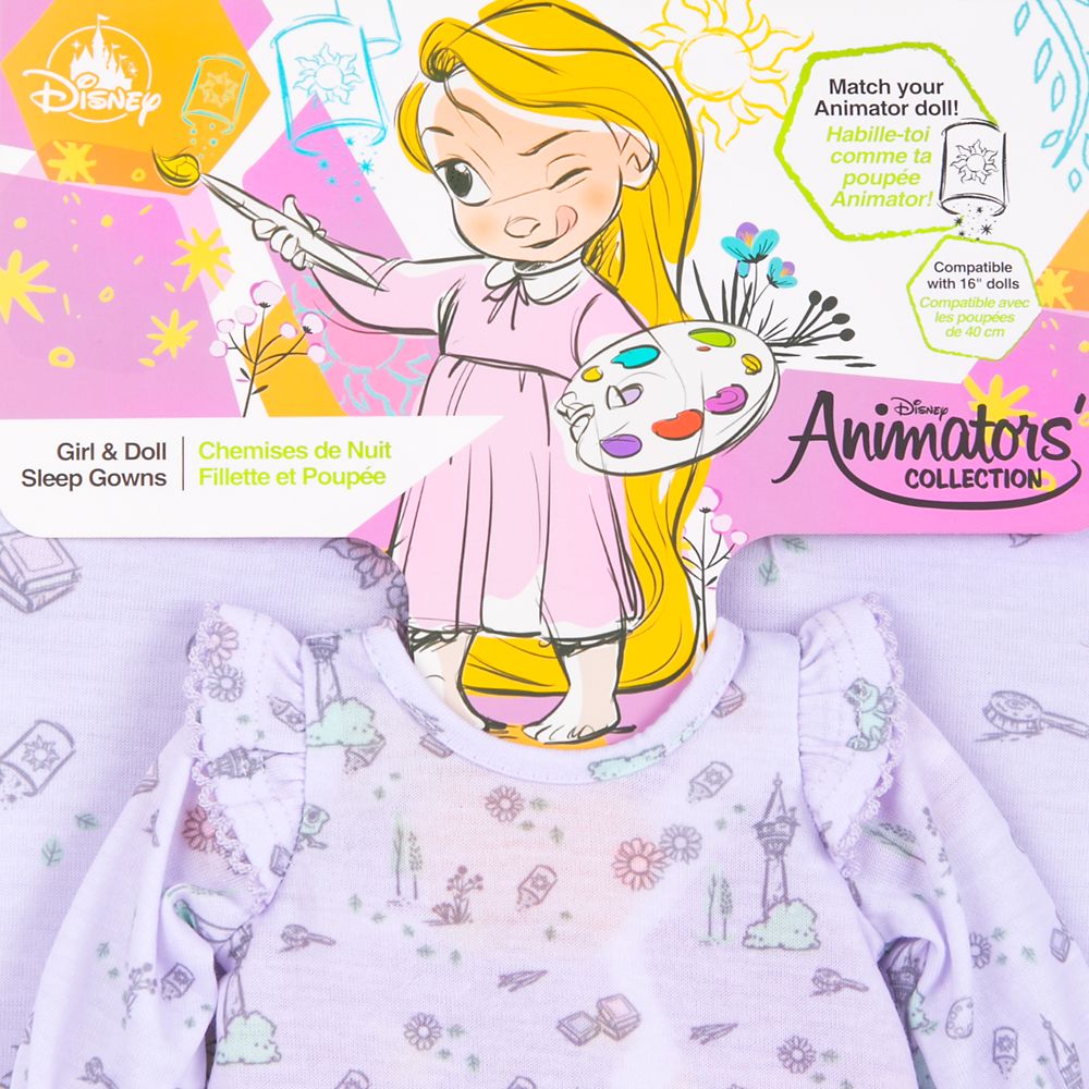 Disney Animators Collection Rapunzel Sleep Gown Set For Kids And