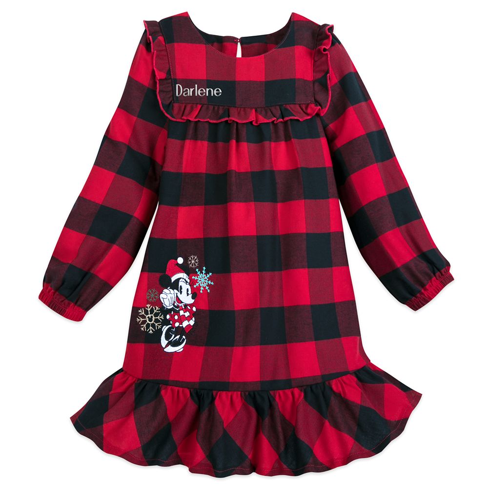 Minnie Mouse Holiday Plaid Nightshirt for Girls – Personalized