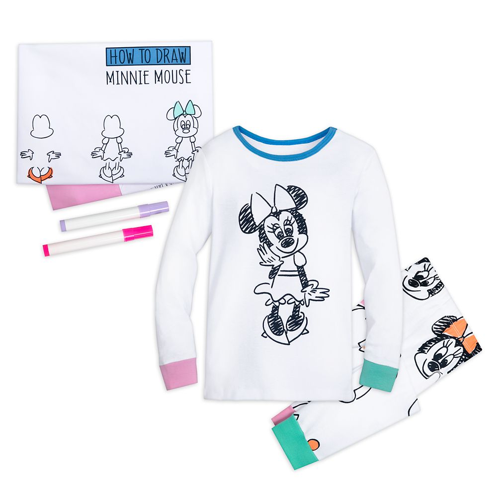 Minnie Mouse Colorable Pajama, Pillowcase, and Marker Set for Kids Official shopDisney