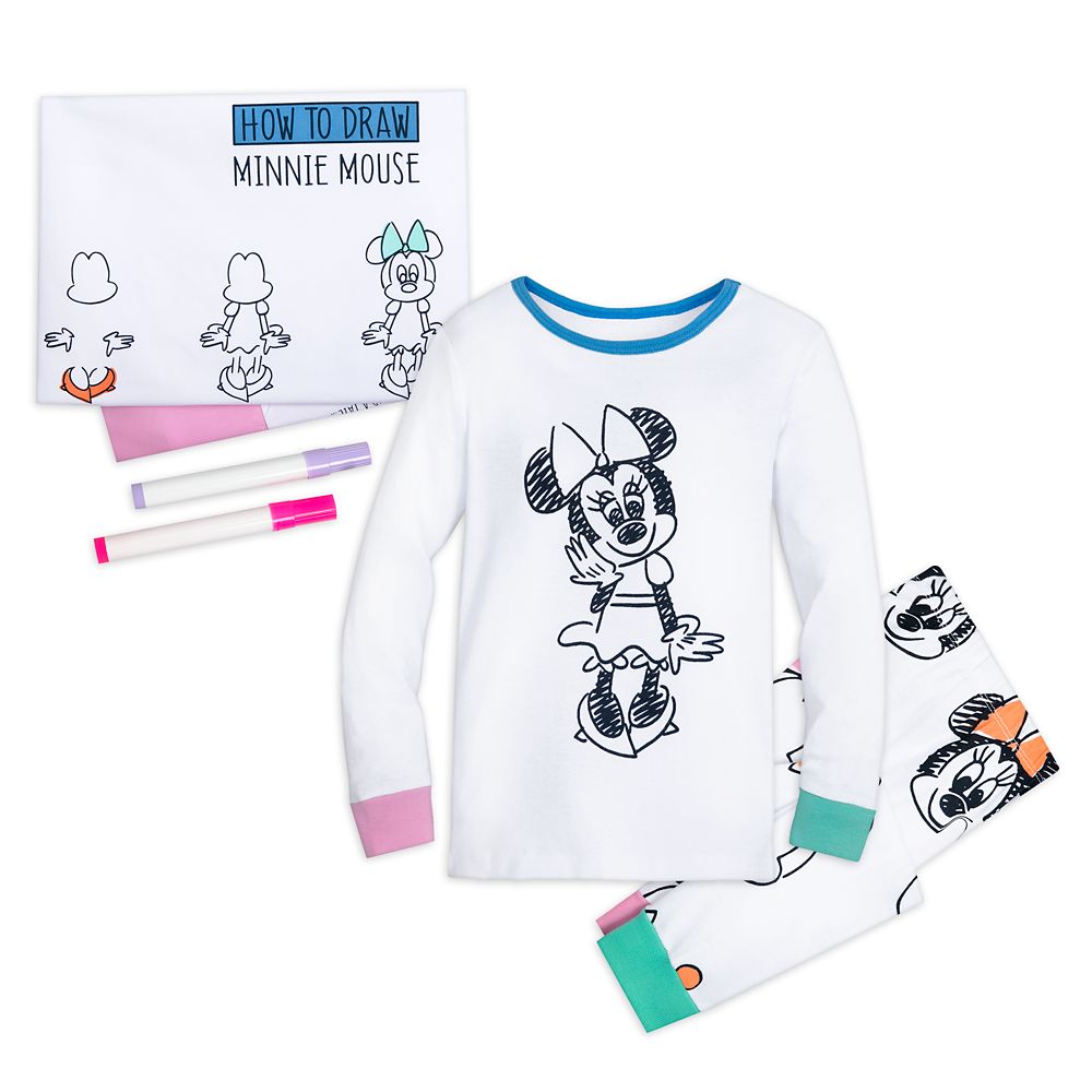 Minnie Mouse Colorable Pajama, Pillowcase, and Marker Set for Kids