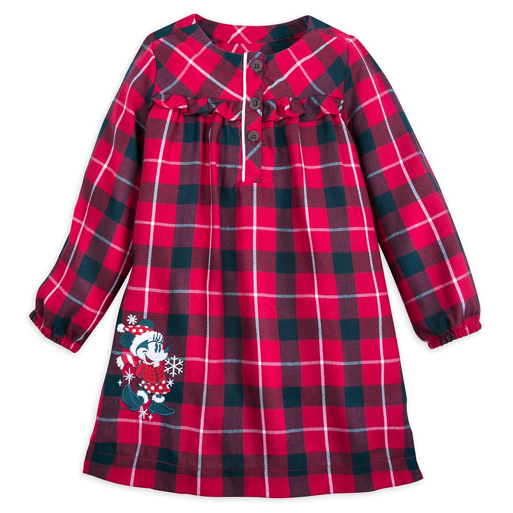 Minnie Mouse Holiday Plaid Flannel Nightshirt for Girls – Personalized