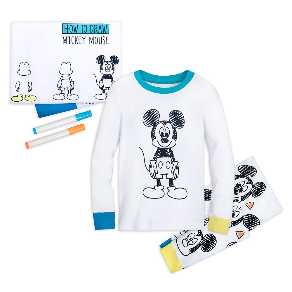 Mickey Mouse Colorable Pajama, Pillowcase, and Marker Set for Kids Official shopDisney