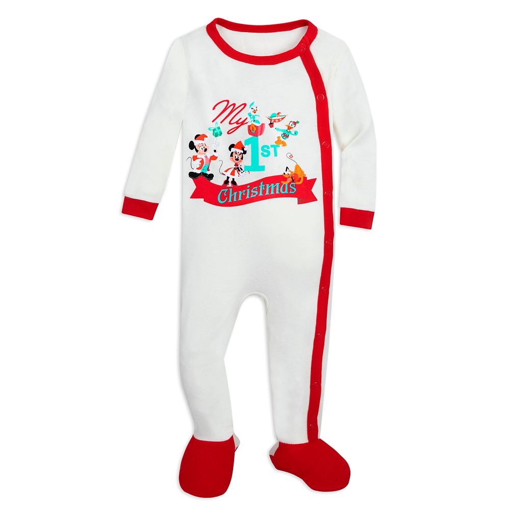 Santa Mickey Mouse and Friends ”My 1st Christmas” Holiday Stretchie Sleeper for Baby – Buy Online Now