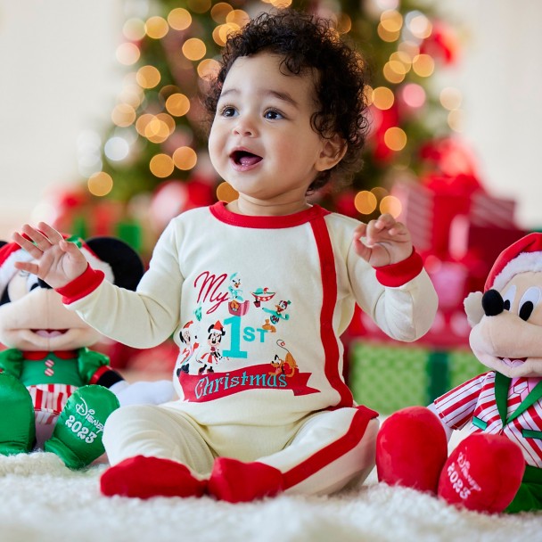 Santa Mickey Mouse and Friends ''My 1st Christmas'' Holiday Stretchie Sleeper for Baby