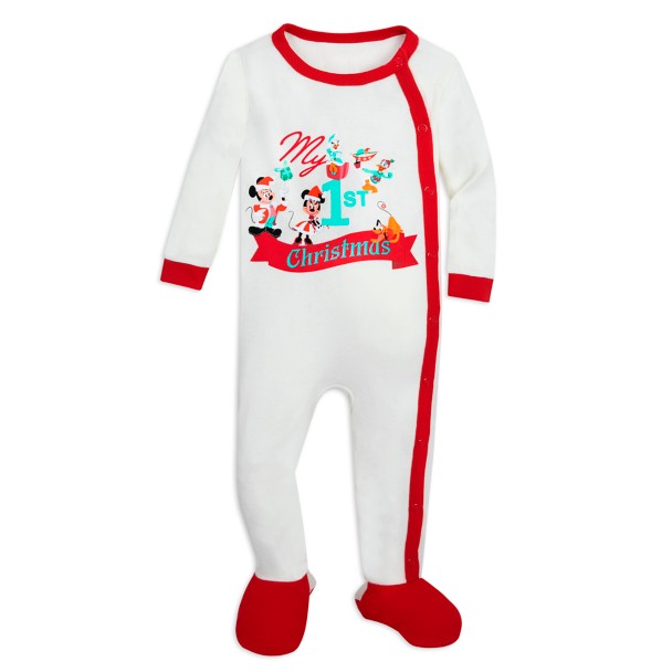 Santa Mickey Mouse and Friends ''My 1st Christmas'' Holiday Stretchie Sleeper for Baby